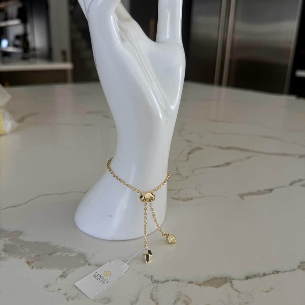 Elaina Gold Adjustable Chain Bracelet in Dichroic Glass - Picture 4 of 6